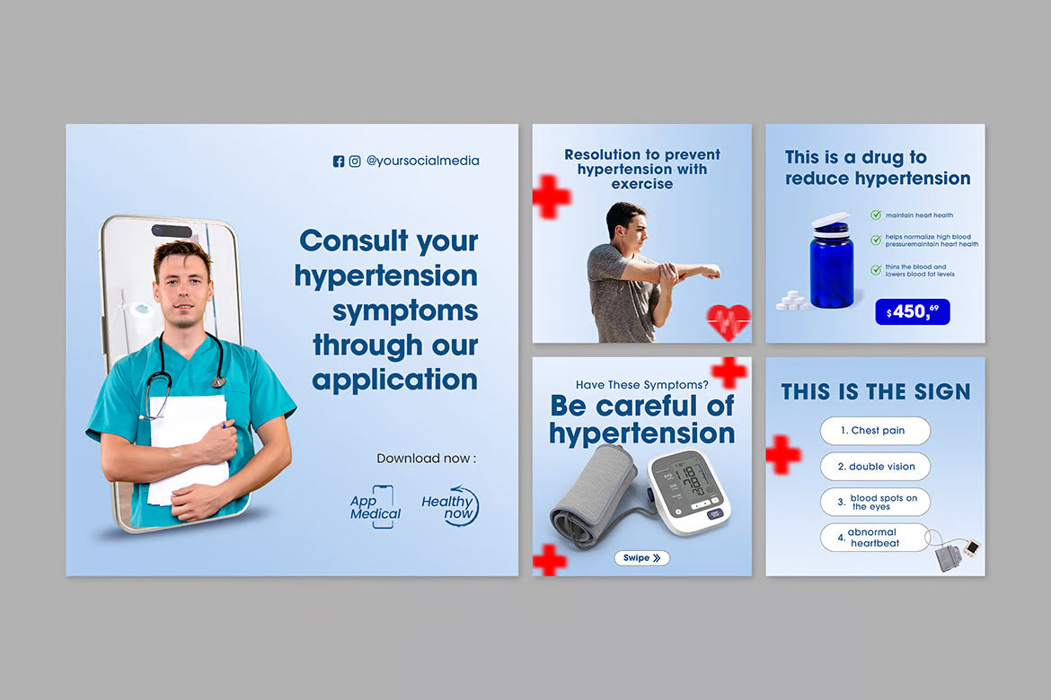 Pack of 5 Medical/Healthcare Social Media Template